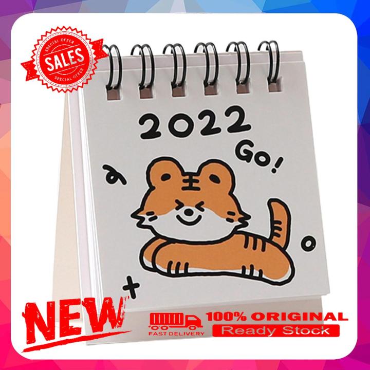 Mini desk calendar tiger print unique design double coil 2022 mini