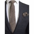Ricnais 8cm Wool Necktie Solid Plaid Tie For Men Quality Cashmere Tie and Handkerchief Cravats Set Suit For Wedding Party. 