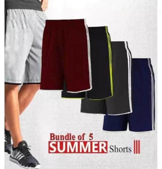 Pack Of 5 - Summer Cotton Jersey Shorts For Men | Double Sided Two Strips |