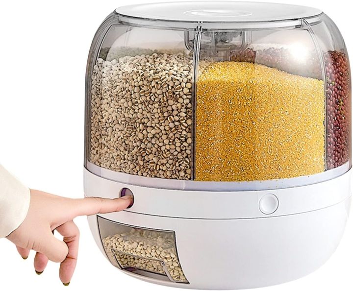 Usman Rice Usman's Hub - Rotatable Airtight Rice Dispenser 6 Grid Storage ...