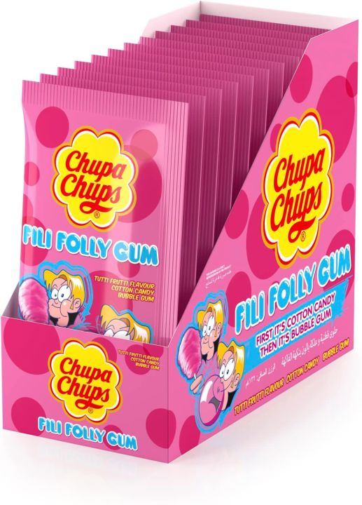 Chupa Chups Tutti Fruiti Flavour Fili Folly Cotton Candy Gum, 12 X 11 gm