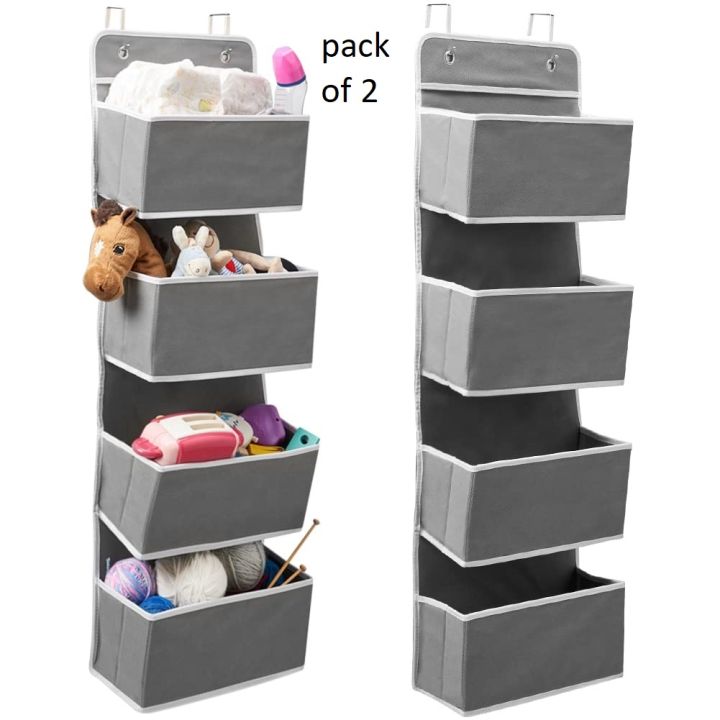 Over the Door Hanging Organizer with 4 Pocket, Home Storage Organizer with Hook for Pantry Baby Nursery Bathroom Closet Dorm