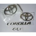 Cars logo - Toyota Corolla GLI Chrome Logo with Monogram 2009-14 Front Logo and Back Logo with Monogram Complete Set - Complete Sets - Single pieces also available - Set of 6 Emblems for Toyota Corolla (Chrome Colour) - Complete Emblem Upgrade - Grande. 