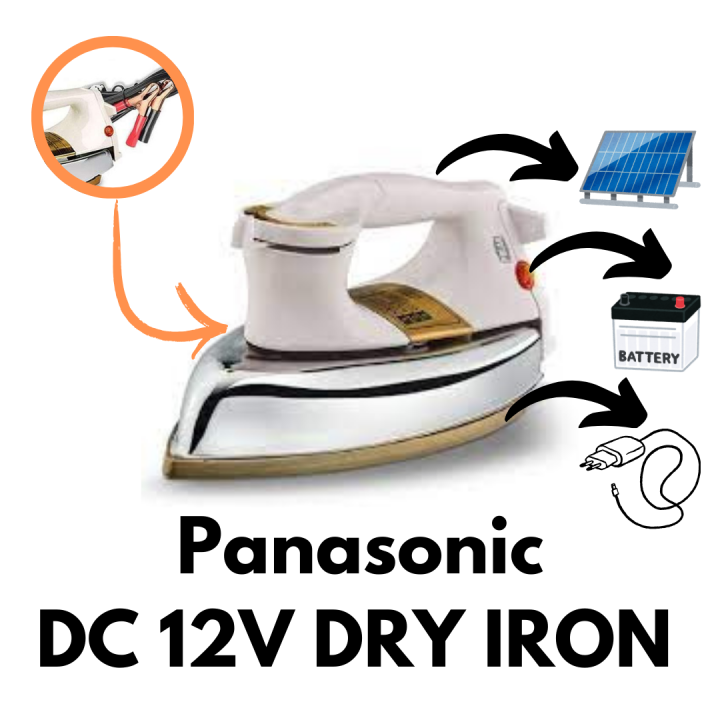DC 12V Solar Iron – Portable, Energy-Efficient, & Eco-Friendly Travel Iron with Solar Panel for Home and Outdoor Use|New Technology Automatic 12 Volts Direct Battery Operated Solar Energy DC Power UPS Dry Iron Best Quality