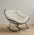 Outdoor Rocking Chair  Sleeping chair relaxe chair Rocking Chair with Iron Frame with Valvet Cushion Comfortable Balcony Rocking Chair Lounge Chair  Lounge Sofa Comfortable Rocking Chair. 