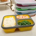 Collapsible Silicone Bento Box—2-Compartment Eco Silicone Collapsible Bento Lunch Box Kit-BPA Free, Safe in Microwave, Dishwasher & Freezer (Green). 