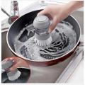 Kitchen tools Household Kitchen Washing Utensils Poot Dish Brush with Liquid Washing Soap Dispenser Poot Brush Dish Brush Cleaning. 
