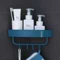 Adjustable 4 Hooks Corner Shower Caddy, Multifunction Basket Shelf for Hanging Sponge and Razor, Shampoo Holder Organizer, No Drilling Adhesive Wall Mounted Bathroom Shelf,Rustproof. 