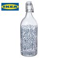 IKEA KORKEN Water Bottle with stopper, clear glass, 1.0 L for Milk, Juice and decoration. 
