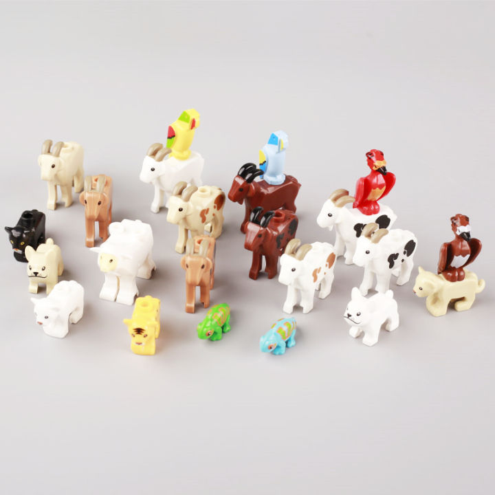 Moc Zoo Animal French Bulldog Dog Chameleon lion Tiger Sheep Pig Building Blocks Mini Action Figure Toys BruberryBe
