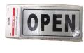 Open Closed Stickers Sign –  5x2 inch – Self-Adhesive Silver Vinyl Sticker for Doors in Business, Stores, Cafes, Shops & More. Indoor and Outdoor use.. 