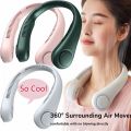【Miga Plaza】Portable Lazy Bladeless Hanging Neck Fan Rechargeable Wearable Head Fan Hands  USB Mini Fan Traveling Outdoor Sports Fans. 