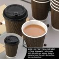 Disposable Stylish Printed Ripple Coffee Cups with Lid/Cover 25 packs. 