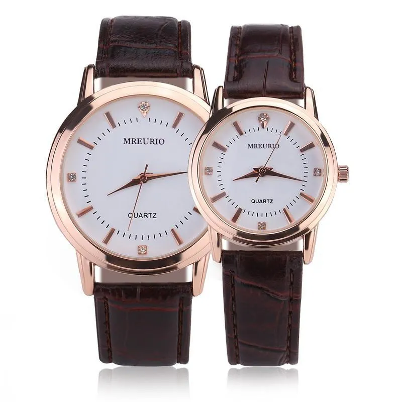 MREURIO Casual Couple Watch Luxury Quartz Leather Watch Lovers