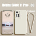 Silicone Case for Xiaomi Redmi Note 11 Pro+ 5G/Note 11 Pro Plus 5G Official Original Straight Edge with Lanyard Phone Case Lens Protector Cover Casing -N1. 
