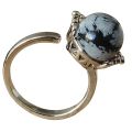 High Quality Sliver Plated Lava Stone Open Rings for Women Men Vintage Adjustable Balls Shape Gemstone Crystal Rings. 
