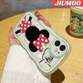 JIUMOO For iPhone 6 Plus iphone 6s Plus Case Cartoon Cute Minnie Mouse Colorful Lovely Cream Wave Border Soft Clear Shockproof Phone Cases Creative Camera Transparent Casing Simple Silicone Protective Cover. 