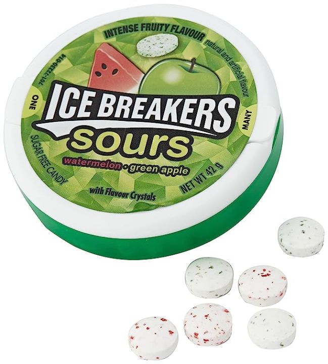 Ice Breaker Sours Watermelon Green Apple - 42g | Tangy and Refreshing Candy