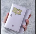 PU Leather Cartoon-Themed Tri-Fold Wallet for Women - Casual Animal Print Card Holder Style. 