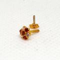 Pure Gold Jewellers-Red and White Stone Gold Nose Pin for Bridal-Gold Nose Stud Red Colour and Elegant Designs for women and girls. 