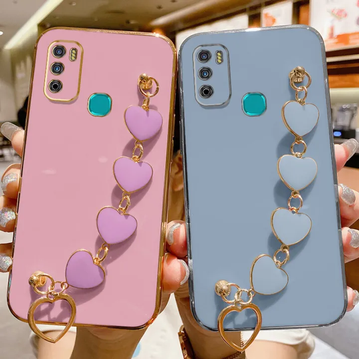 COROGI%20for%20Itel%20Vision%201%20Pro%20/%20Itel%20S16%20Back%20Cover%20with%20Love%20Heart%20Bracelet%20Luxury%206D%20Plating%20Frame%20Shiny%20Chain%20Cases%20Soft%20Silicone%20Square%20Protective%20Mobile%20Phone%20Case%20for%20Girls%20Boy%20-%20Image%202
