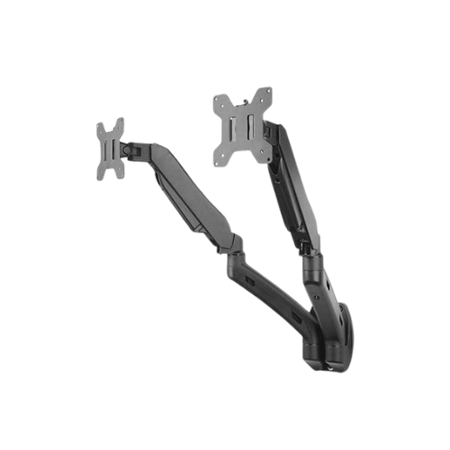 Flexo Ergonomic Dual LED Hydraulic Monitor Arm Stand | Adjustable Wall Mount for 13" to 27" Screens with Tilt, Rotation & Wire Management
