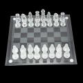 Fine Glass Chess Game Set Glass Chess Pieces Crystal Mirror Chess Board Contemporary Chess. 