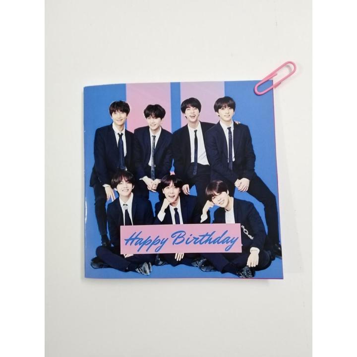 BTS theme Birthday Greeting Card - (10 x 10) cm