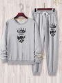 Mokenzo Long Sleeve Round Neck Street Casual Sports And Fashionable Sweatshirt, Elastic Drawstring Trousers, Sweatshirt And Pants Two-piece Set, For Outdoor, For Autumn And Winter. 