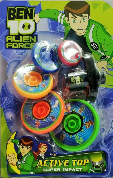 Ben 10 Alien Force Spinning Top Set – 4 Battle Tops with Super Impact ...