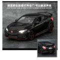 Die Cast Diecast car 1/32 Alloy Car Honda Civic Type R Model Toy Pull Back with Light Sound. 
