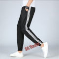 Summer Strip Black Trouser for Man and Women Gym ,Running Casual Wear In Quality Fabric. 