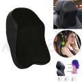 Leather Car Neck Pillow 3D Memory Foam Back Rest Lumbar Cushion - Easy to install, adjustable strap fits all car seats. 