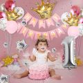 First Happy Birthday Pink Perfect Grand Theam Party Balloons For Girls B-Day Decorations-Pack Of 58. 