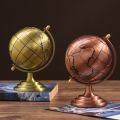 T8WE Vintage Metal Globe Iron Art Antique Retro Rotating Earth Geography World Globe Model with Base Educational Decoration. 