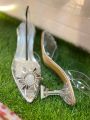 CINDERELLA Women Transparent Heel Trending and stylish clear vinyl heel kitten heels for women transparent heel with Soft edge transperant step and metal buckle. 