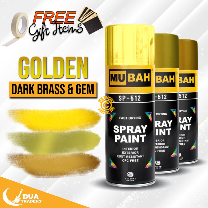 GOLDEN Spray Paint Gem Gold & Dark Gold, MUBAH Spray Paint (Imported)