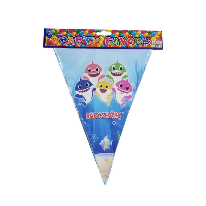 BABY SHARK THEME PARTY DECORATION FLAGS BANNER UNDERWATER THEME FLAGS BANNER ( PACK OF 10 FLAGS )