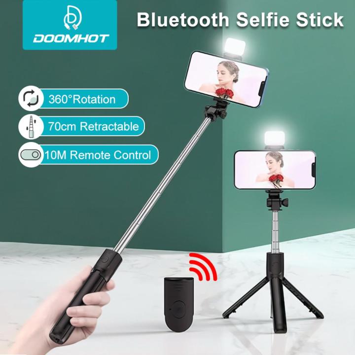 Doomhot Bluetooth Selfie Stick with Fill Light Mobile Phone Tripods Phone Tripods Universal Travel Tripods Cell Phone Stands Multifunctional Tripod With Remote Control Stretchable Holder Desktop Stand