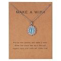AURA Dolphin Transparent Natural Stone Water Drop Geometric Shape Pendant Necklace For Women Accessories Make Wish Paper Gift. 
