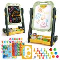54pcs Artist Easel Drawing Board for Kids Dual Sided Magnetic and Blackboard Adjustable Standing Art Easel for Toddler, Double Magnetic Drawing Board with Painting Accessories  Includes Pens, Chalks, Duster & Other Accessories Along with Board Games. 