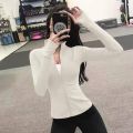 gym clothes women's skinny jacket tight yoga wear long sleeve running zip jacket wind sports top new. 