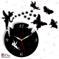 Gift Art - Fairy Wooden Wall Clock, Girls Favorite 3D Laser Cut Wall Clock In Modern Fairy With Stars & Butterflies. 
