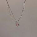 Fashion Peach Heart Water Drop Pendant Necklaces Pink Crystal Sweet Cool Egirl Clavicle Chain Aesthetic Jewelry Y2K Accessories. 