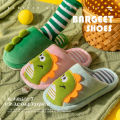 Children Cartoon Dino Fur Slipper Soft Autumn Winter Warm Princess Baby Boys Girl Indoor Home Bedroom Cotton Fleece Fur Shoes. 