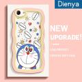 dienya For OPPO A83 Case Cartoon Cute Shy Doraemon Colorful Lovely Cream Wave Border Soft Clear Shockproof Phone Cases Creative Camera Transparent Casing Simple Silicone Protective Cover. 