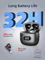 Wasart Wireless Earbud, Bluetooth 5.3 Headphones with 4 ENC Mics, 32H Bluetooth Earphones with Dual LED Display, Wireless Headphones in Ear IP7 Waterproof Bass, Ear Buds Noise Cancelling, USB-C, Black. 