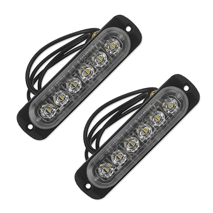 2X 12V-24V 6LED Light Flash Emergency Car Vehicle Warning Strobe Flashing White
