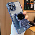 For Samsung Galaxy A05 A05s A04 A04e A04s Back Cover with 3D Cartoon Astronaut Folding Stand Luxury Gradient Shiny Plating Glitter Women Girls Phone Case Clear Soft Silicone Protective Cases Pouch Girls. 