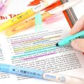 6Pcs Erasable Highlighters Pastel Markers Dual Tip Fluorescent Pen For Art Drawing Doodling Marking School Office Stationery. 